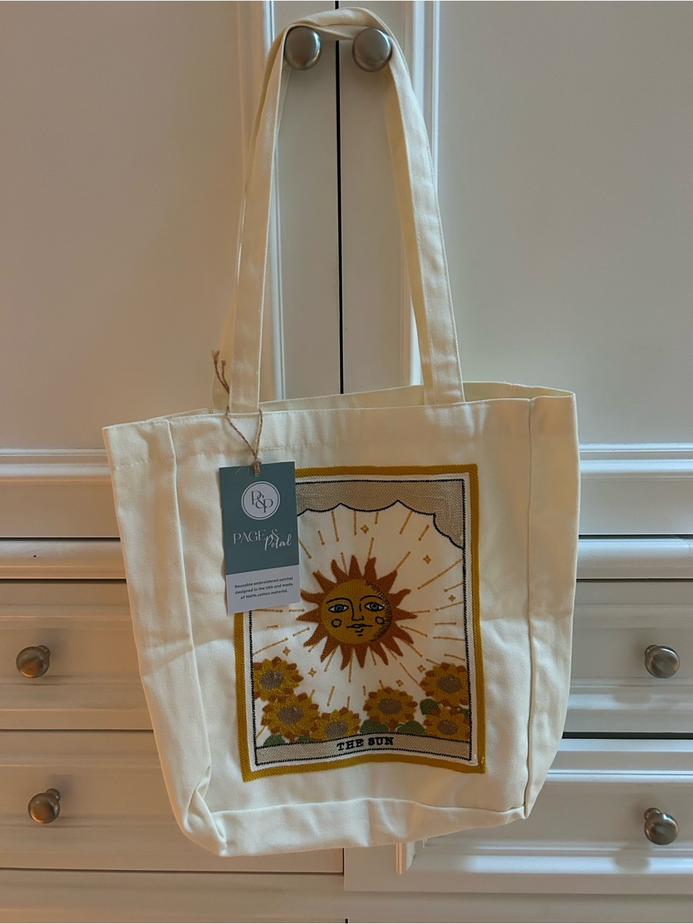 NWT The Sun Page & Petal Cream Canvas Tote